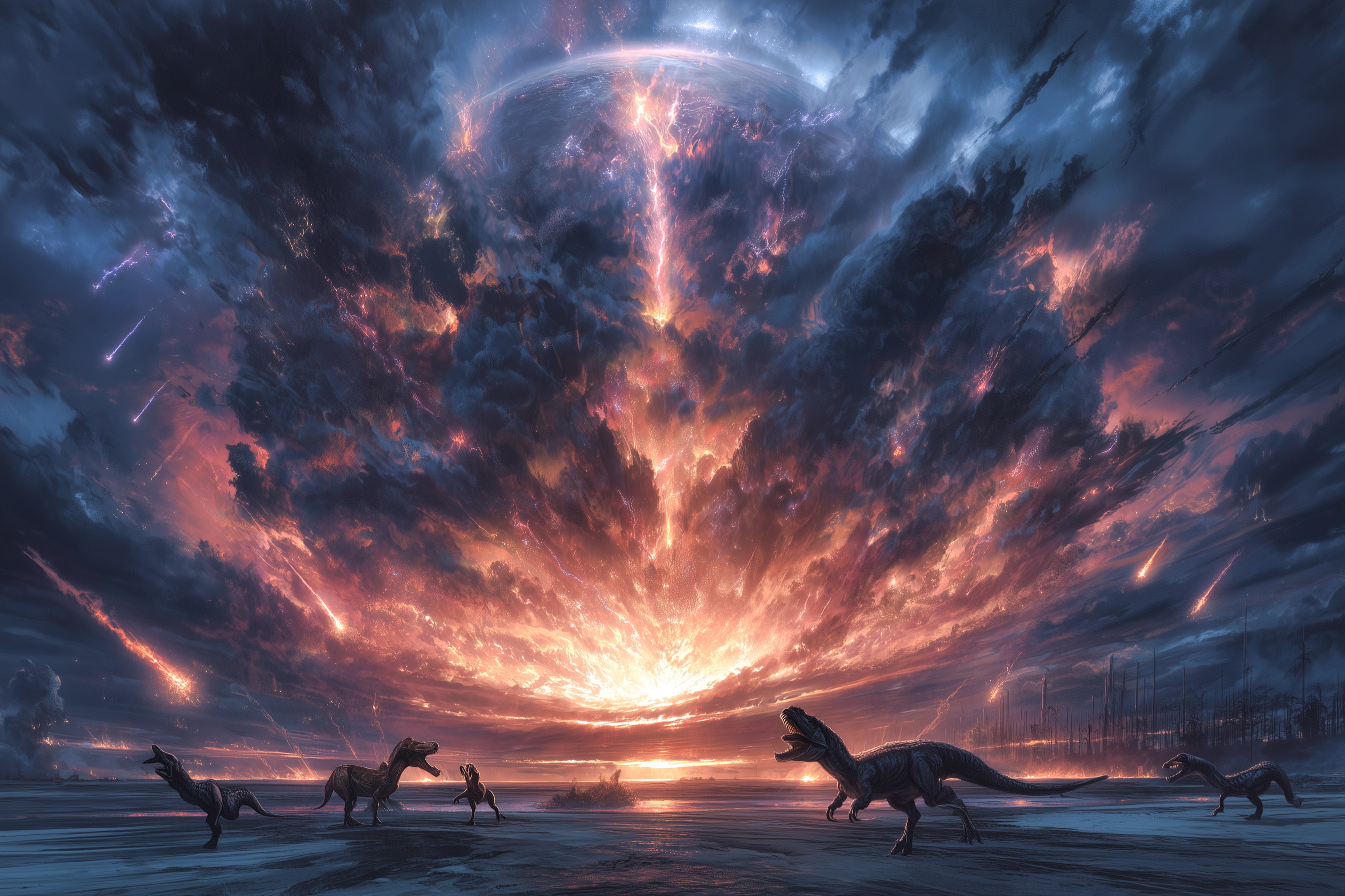 A massive asteroid wipes out the dinosaurs